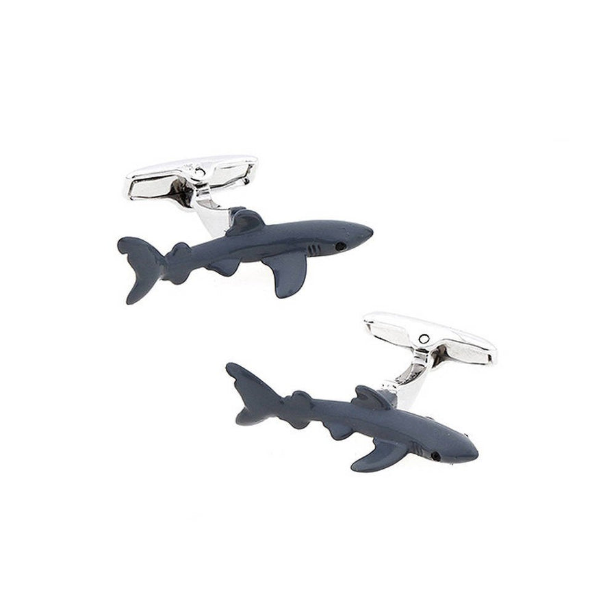 Killer Shark Cufflinks Great White Enamel Whale Tail Backing Cuff Links Image 1