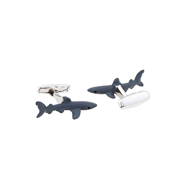 Killer Shark Cufflinks Great White Enamel Whale Tail Backing Cuff Links Image 2