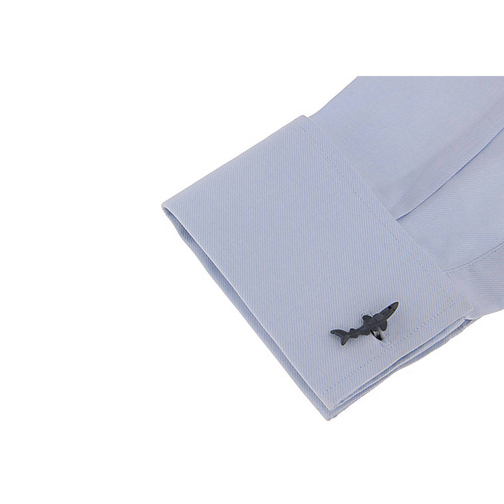 Killer Shark Cufflinks Great White Enamel Whale Tail Backing Cuff Links Image 3