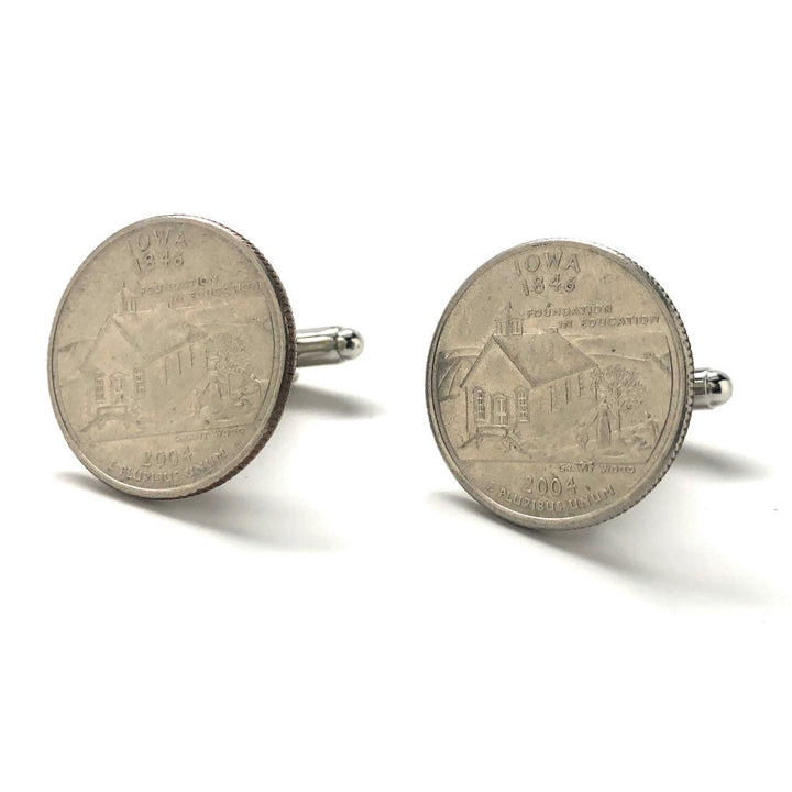 Cufflinks Iowa State Quarter Suit Flag State Coin Jewelry USA US United States America Des Moines School Teacher Proudly Image 4