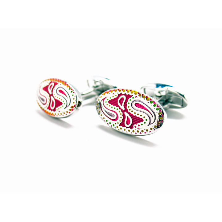 Wedding Cufflinks Pink Paisley Whale Tail Post Cuff Links Designer Cufflinks Mens Accessories Fun Wear Jewelry Image 3