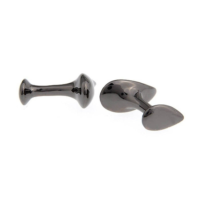 Gunmetal Tone Teardrop Cufflinks Straight Solid Post Classic 3 D Design Very Cool Gift Business Executive Cuff Links Image 2