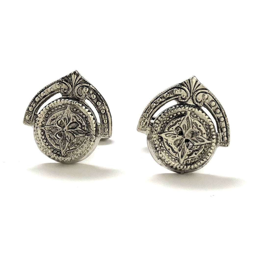 Persian Starlight Crown Cufflinks Silver Tone Cuff Links Image 1