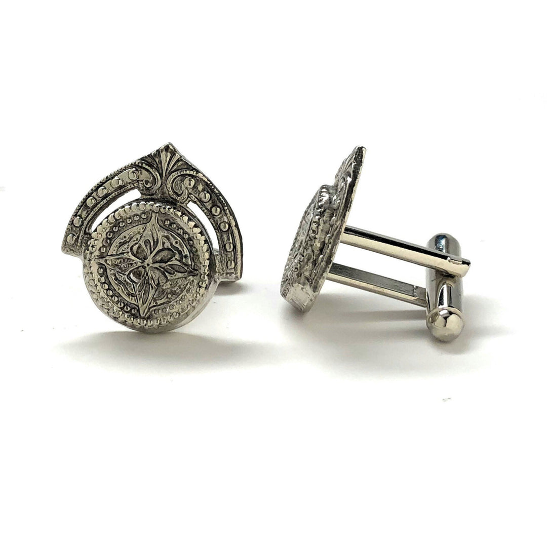 Persian Starlight Crown Cufflinks Silver Tone Cuff Links Image 2