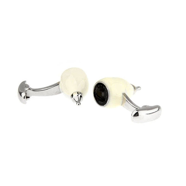 White Jet Engine Cufflinks Love of Flying Heavy White Enamel Aircraft Pilot Aviation Cuff Links Whale Tail Backing Image 2