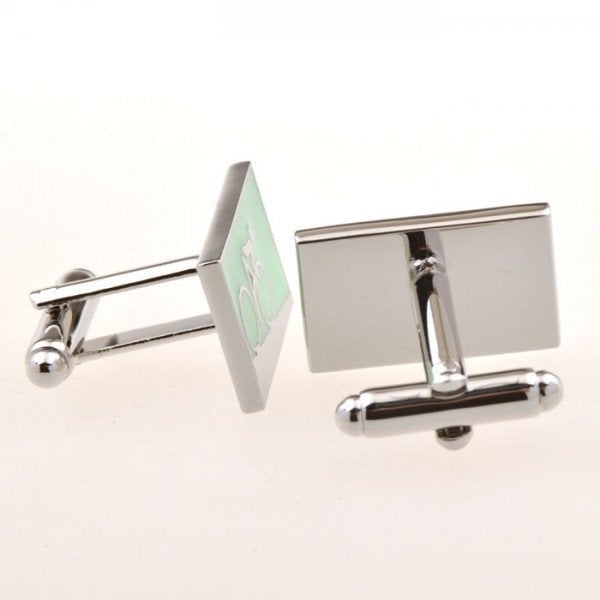 Enamel Blue Green Bike Bikers Cufflinks Cyclist Racer Mountain Bicycle Cuff Links Image 4