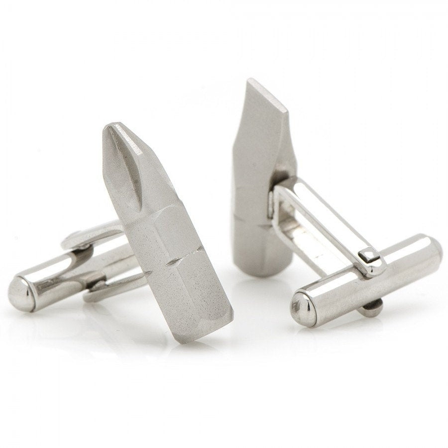 Classic Cufflinks Phillips and Flathead Screwdriver Bit Cuff Links Builder Construction Image 2