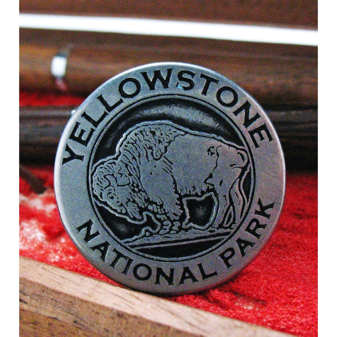 Yellowstone Buffalo and Old Faithful Token Cufflinks Silver Toned Classic Yellow Stone Park Transit Tokens Cuff Links Image 4