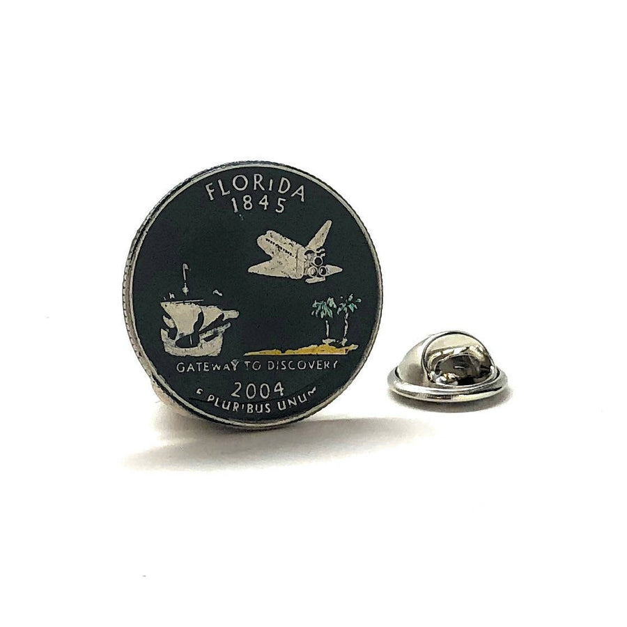 Florida Pin Hand Painted Florida State Quarter Enamel Coin Lapel Pin Tie Tack Collector Pin Travel Coin Keepsakes Cool Image 1