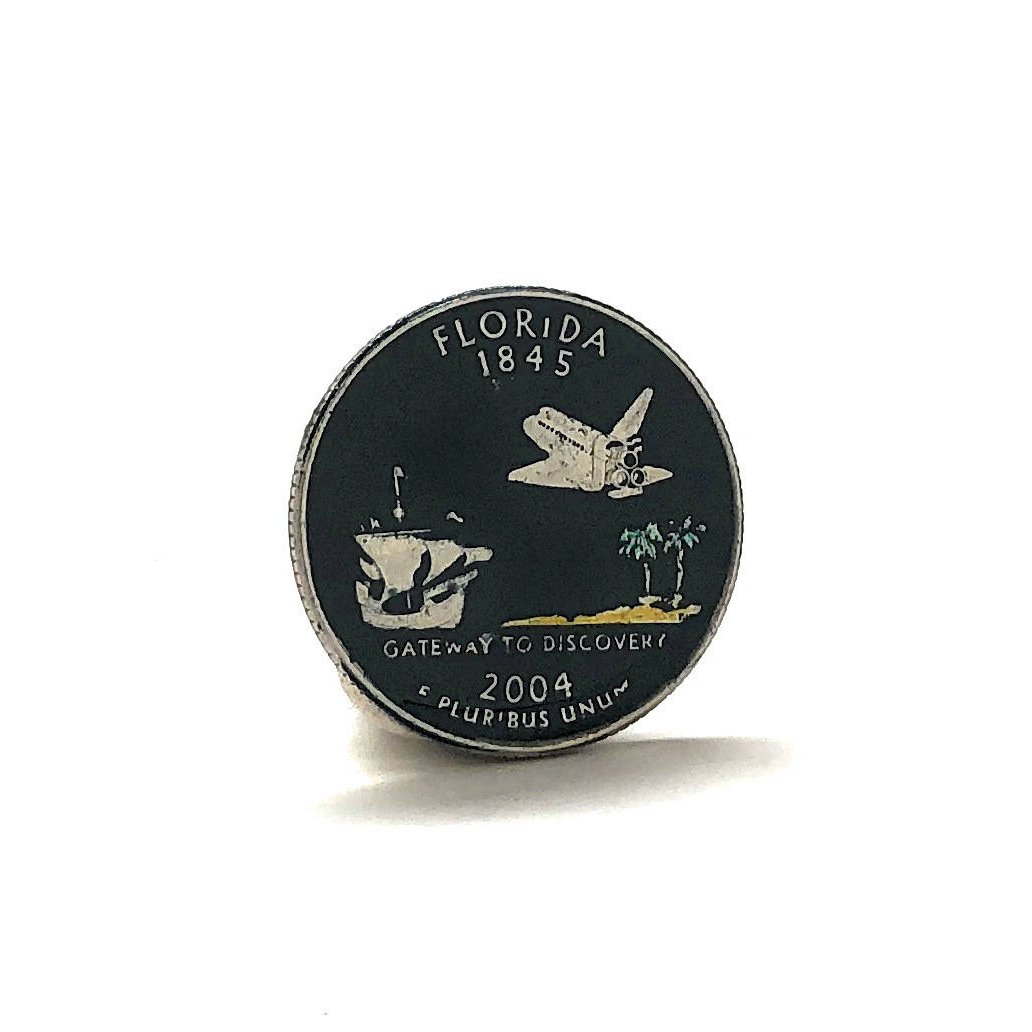 Florida Pin Hand Painted Florida State Quarter Enamel Coin Lapel Pin Tie Tack Collector Pin Travel Coin Keepsakes Cool Image 2