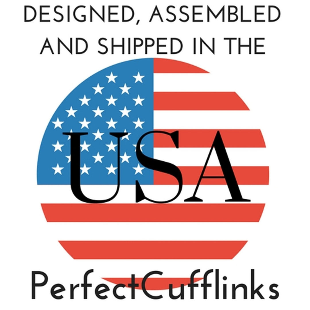 Flag Patriotic Faux Cufflinks Silver Framed Red White and Blue American Flag Button Covers Unique Gift Image 4