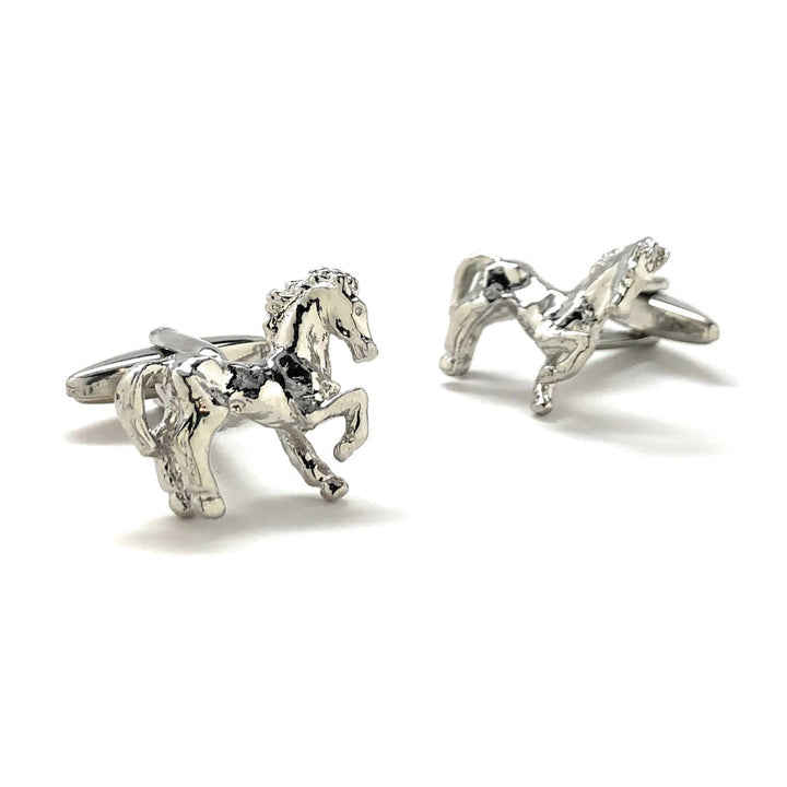 Silver Marching Dressage Horse Cufflinks Cuff Links Animal Image 3