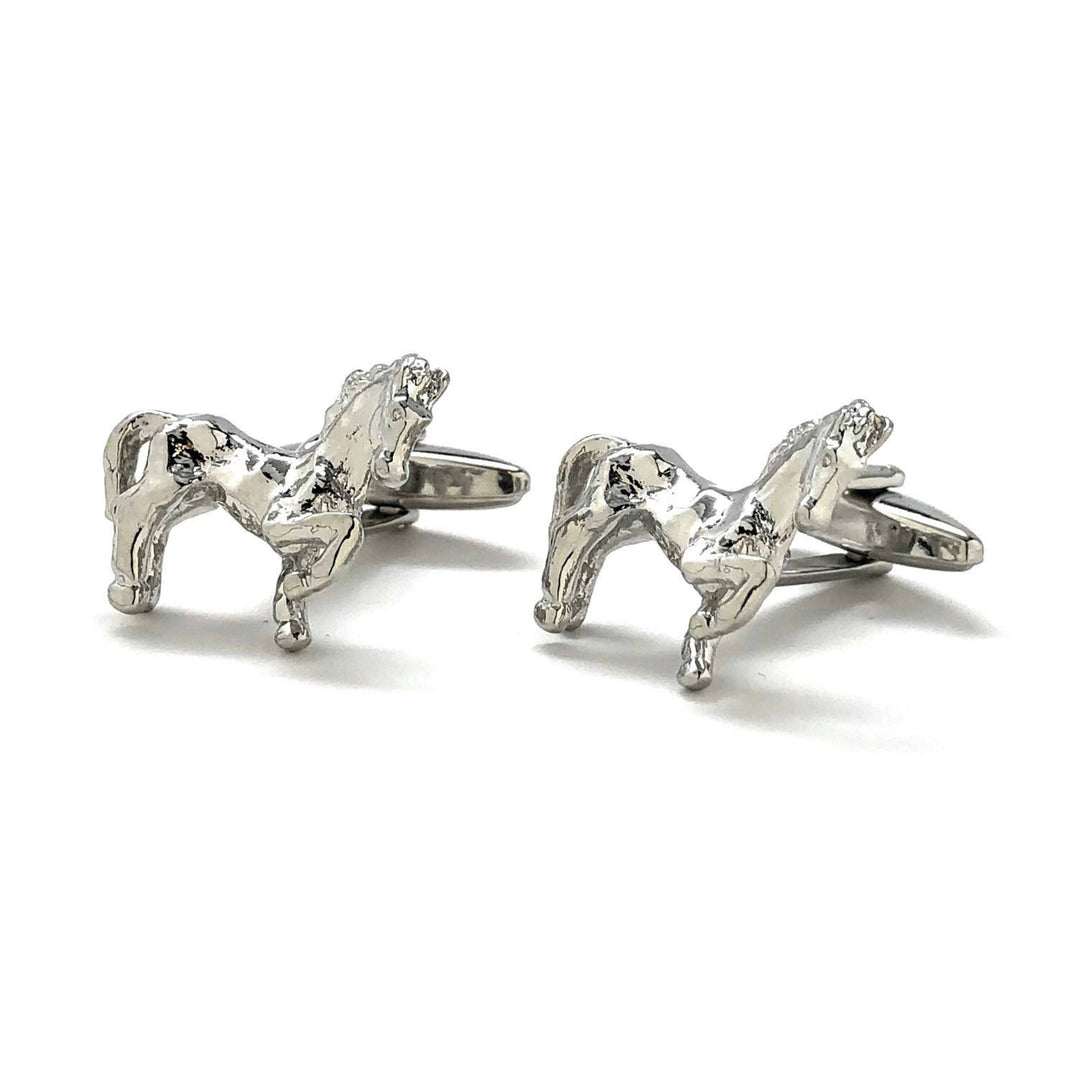 Silver Marching Dressage Horse Cufflinks Cuff Links Animal Image 4