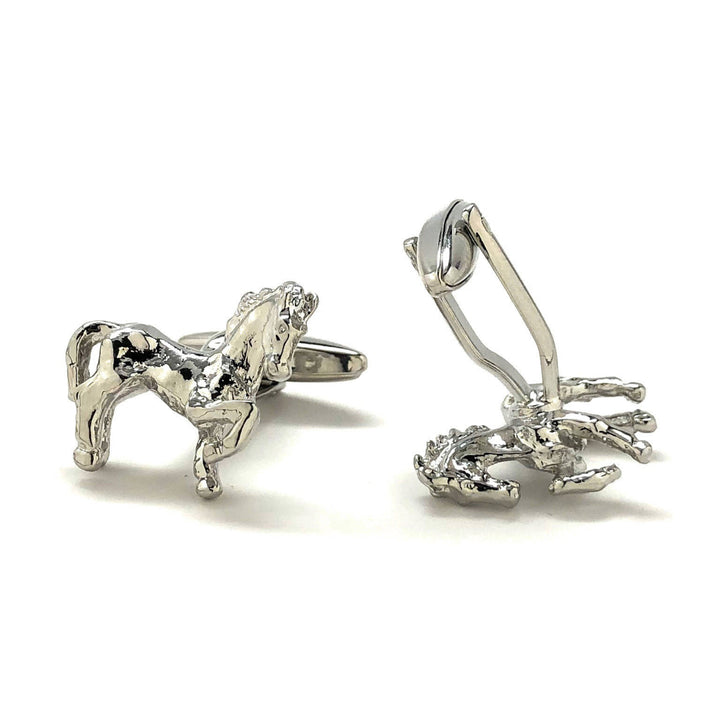 Silver Marching Dressage Horse Cufflinks Cuff Links Animal Image 4