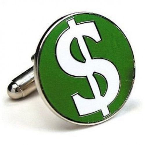 Green Dollar Sign Cufflinks Money Cash Cufflinks Currency Cuff Links Image 1