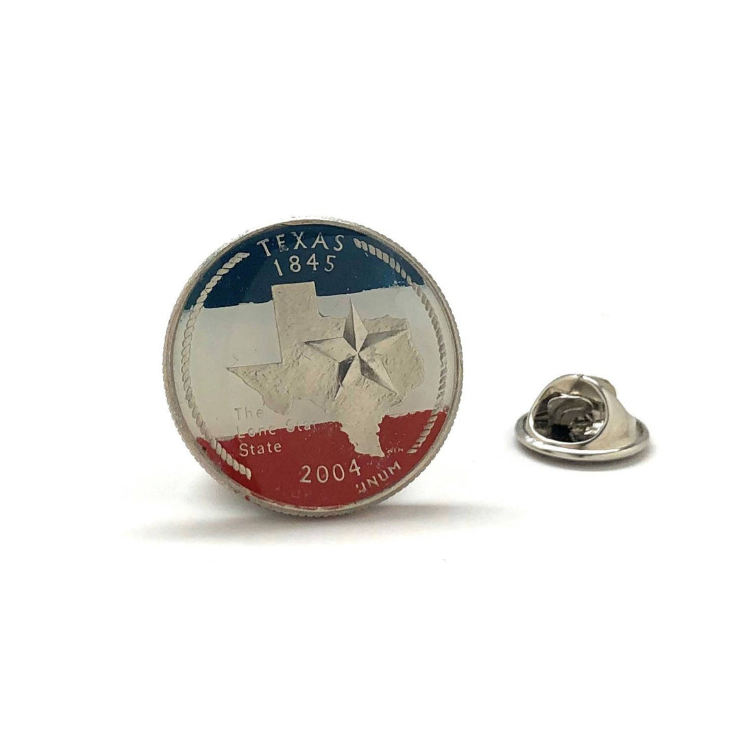 Texas Pin Lapel Pin Hand Painted Texas State Quarter Enamel Coin Collector Tie Tack Lonestar State Coins Missionary Image 1