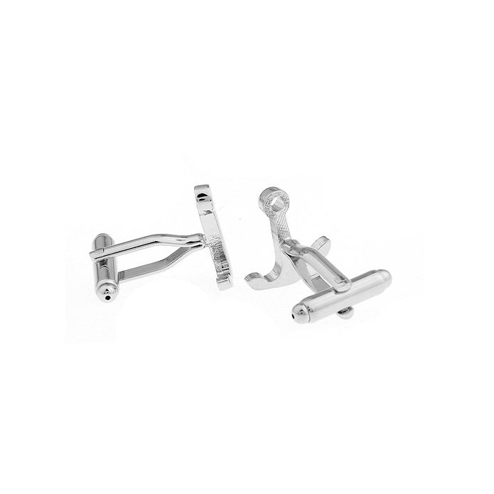 Anchor Cufflink Silver Popeye Cut Out Sailor Ship Crew Cuff Links Image 2