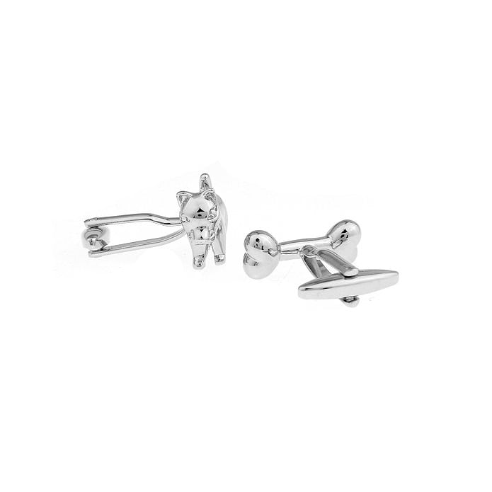 Silver Dog with a Bone Mans Best Friend Puppy Cufflinks Cuff Links Image 2