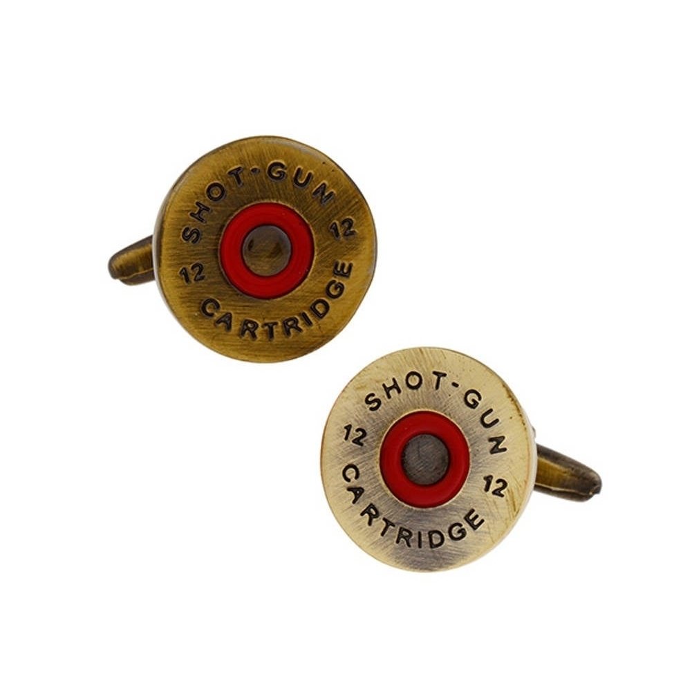 Brass Shell Shotgun Cufflinks 3D Detailed Red Cartridges Hunter Cool Fun Unique Bird Cuff Links Shot Gun Bullet Image 1