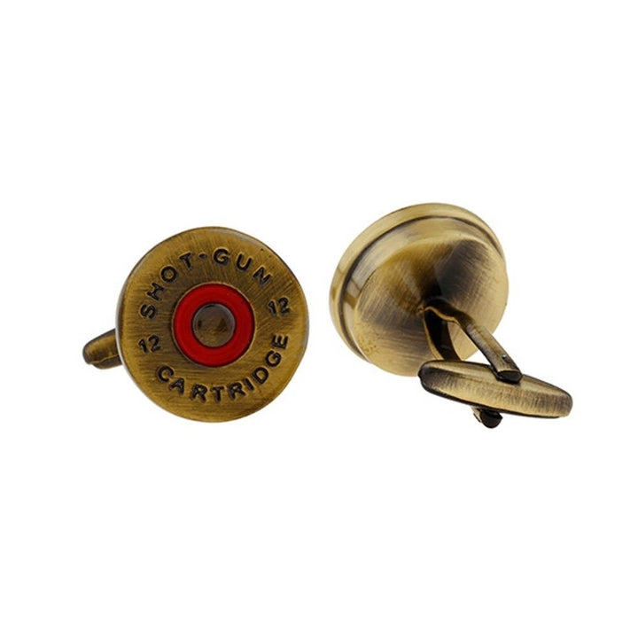 Brass Shell Shotgun Cufflinks 3D Detailed Red Cartridges Hunter Cool Fun Unique Bird Cuff Links Shot Gun Bullet Image 2