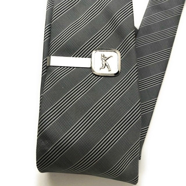 Enamel Tie Bar Baseball Player Silver Strike Out Play Ball Collector Tie Clip Comes with Gift Image 4