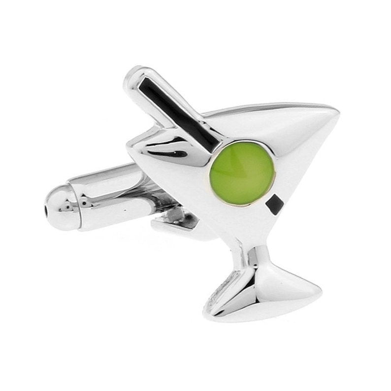 Drinks all Around Martini Glass with Olive Cufflinks Cuff Links Shaken but not Let the Good Times Roll Cuffs Comes with Image 1