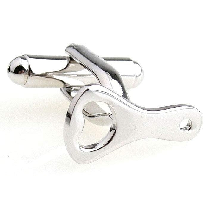 Silver Bottle Opener Cufflinks Drinks Wine Beer Party On A Cold One Cool Cuff Links Comes with Gift Box Image 1