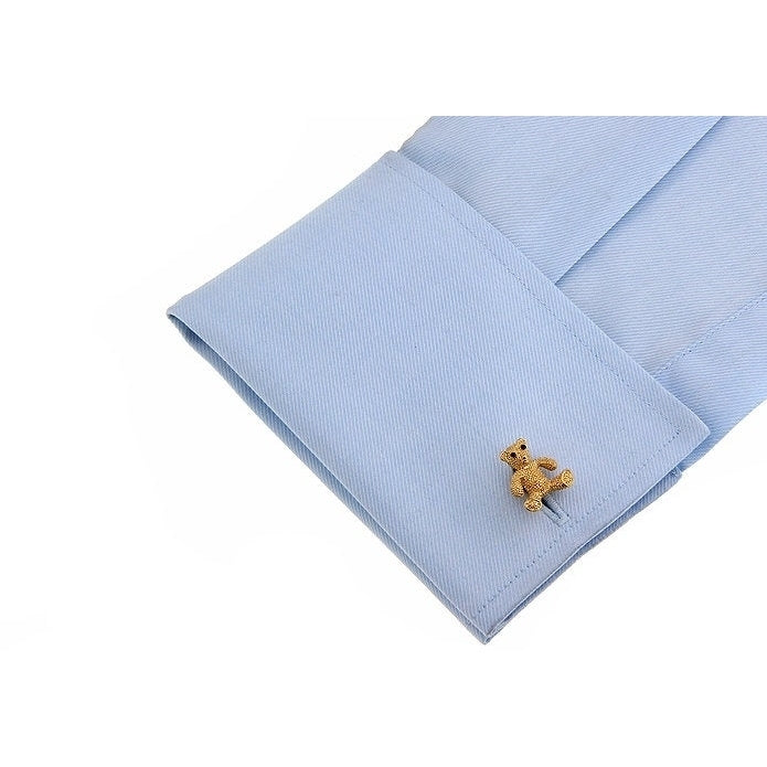 Bear Cufflinks Gold Teddy Bear with Black Crystal Eyes Cufflinks Cuff Links Image 3