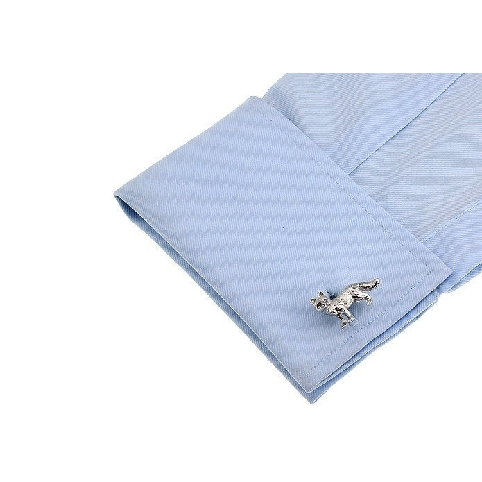 3D Silver Sly Fox Animals Cufflinks Cuff Links Image 3