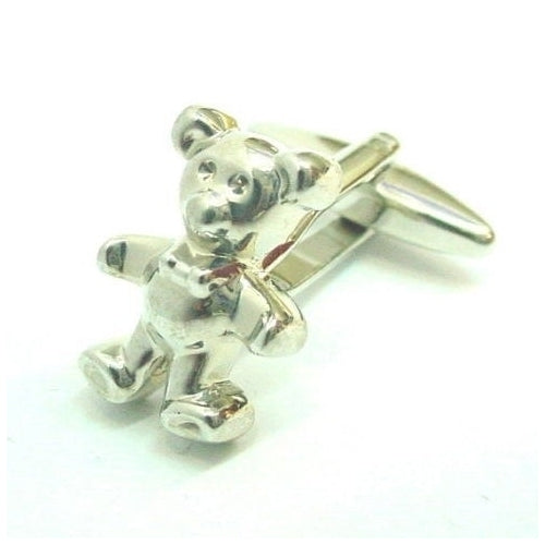 Love me Silver Tone Teddy Bear Cufflinks Cuff Links Image 1