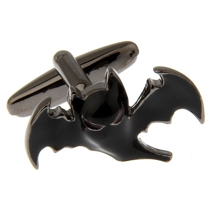 Black Enamel Cufflinks Flying Black Bat Halloween Cuff Links Cufflinks Gifts for Him Husband Harry Potter Hogwarts Image 1