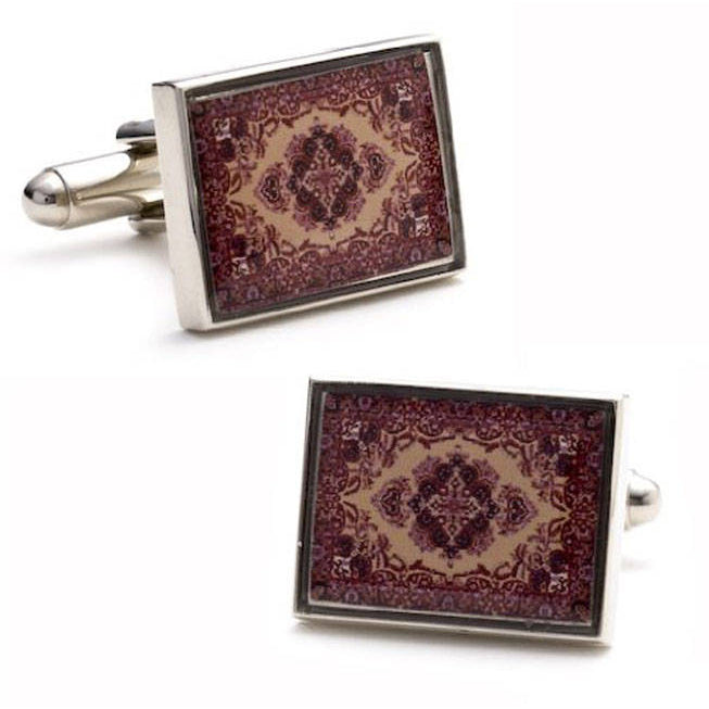 Persian Rug Cufflinks Genie Magic Flying Carpet Ride Cuff Links Unique Cool Fun Fresh Idea Comes with Gift Box Image 1