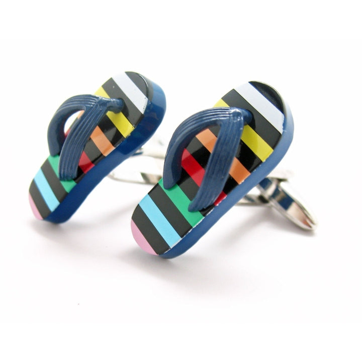 Flip Flop Cufflinks Hot Summer Ocean Breeze Day at the Beach Shoes Cuff Links Image 3