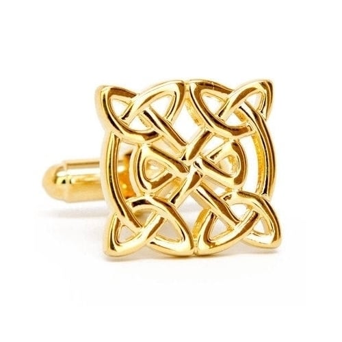 Gold Tone Cufflinks Celtic Knot Cuff Links Groom Father of the Bride Wedding Marriage Anniversary Man of Knowledge Comes Image 1