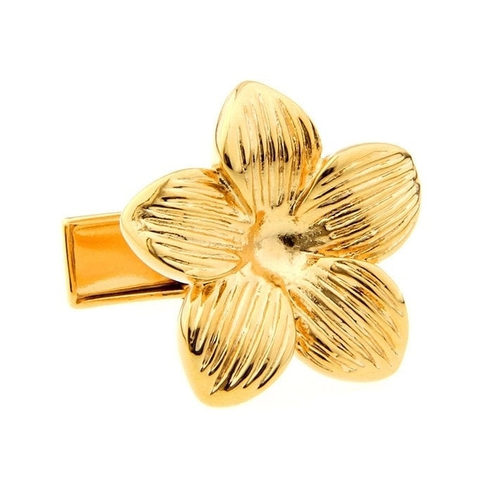 Gold Hawaiian Hibiscus Wedding Flower Cufflinks Cuff Links Image 1