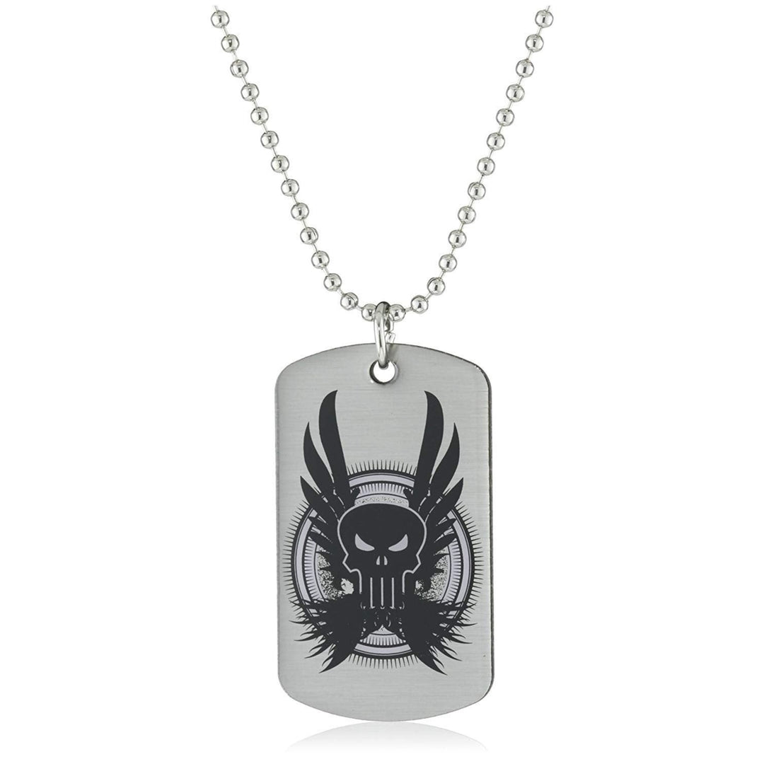 Dog Tag Marvel Comics Punisher Black Winged Skull Dog Tag Skeleton Pendant Necklace vintage jewelry Image 1