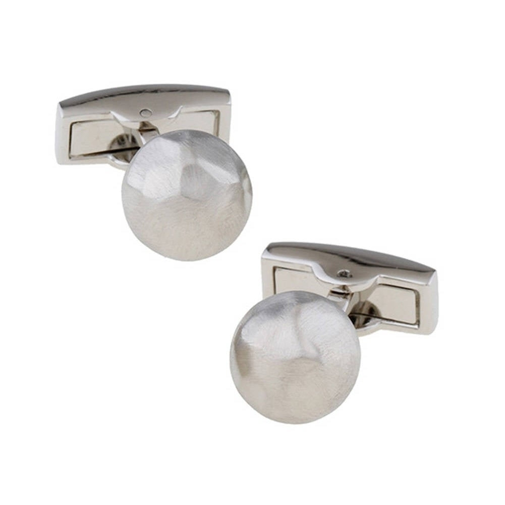 Beryllium Like Sphere Cufflinks Designer Matte Silver Tone Cool Fun Clever Professional Cuff Links Comes with Box Image 1