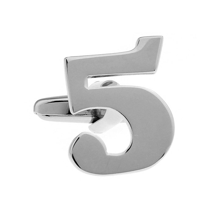 Silver Tone Number "5" Cufflinks Silver Tone 5 Cut Numbers Personal Cuff Links Image 1