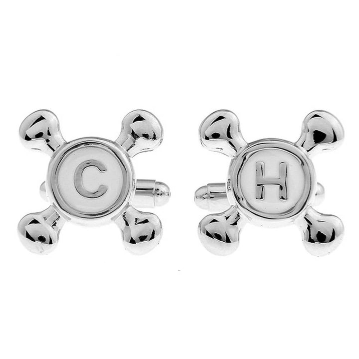 H C Silver Tone Cufflinks Hot and Cold Faucet Cuff Links Popular for the Builder or Contractor in Our Lives Comes with Image 3