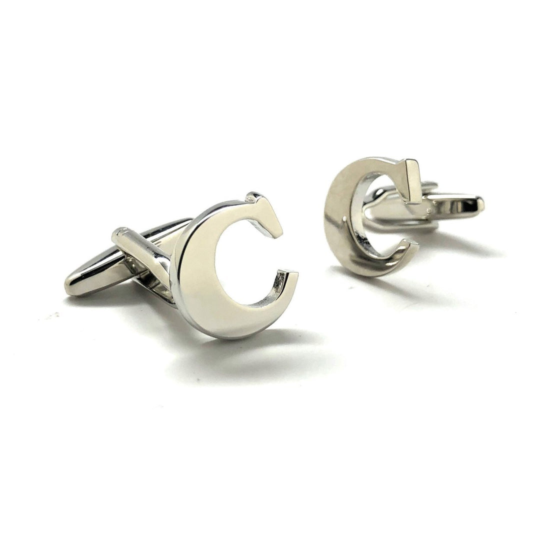 C Initial Cufflinks Silver 3-D Letter C Vintage English Letters Cuff Links Groom Father of the Bride Wedding Father s Image 2