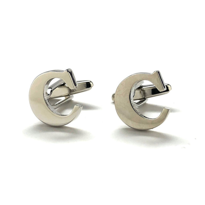 C Initial Cufflinks Silver 3-D Letter C Vintage English Letters Cuff Links Groom Father of the Bride Wedding Father s Image 4