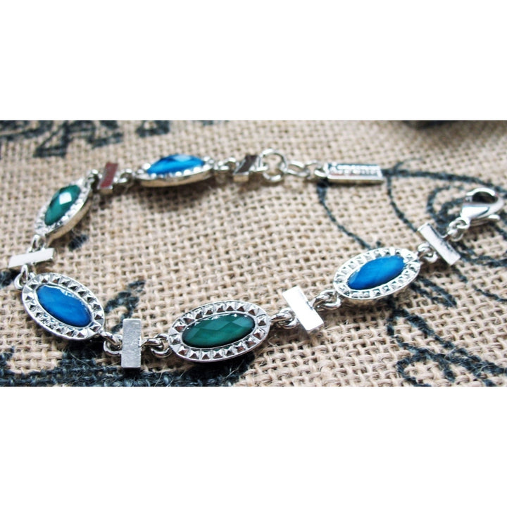 Blue Water Gems Bracelet Antique Silver Tone Silk Road Collection Jewelry Image 4