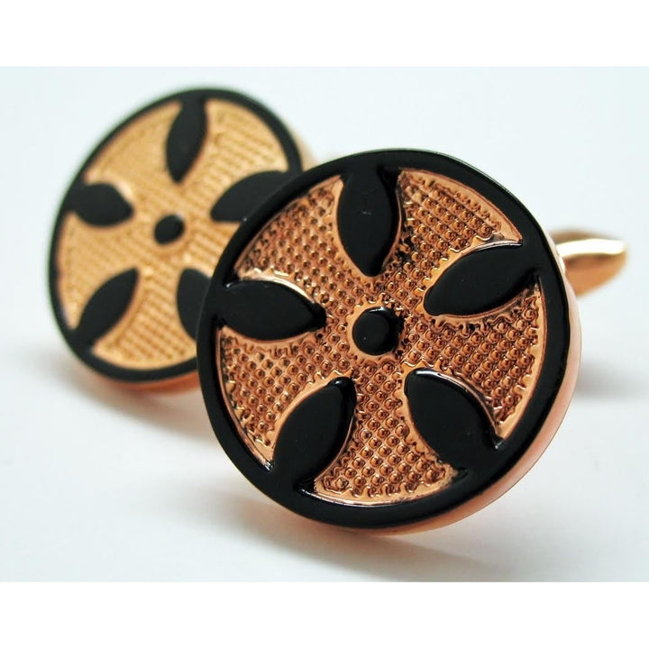 Sand Dollar Cufflinks Rose Gold Cufflinks Sea Shore Black Enamel Accents Cufflinks Cuff Links Wedding Cufflinks Gifts Image 2