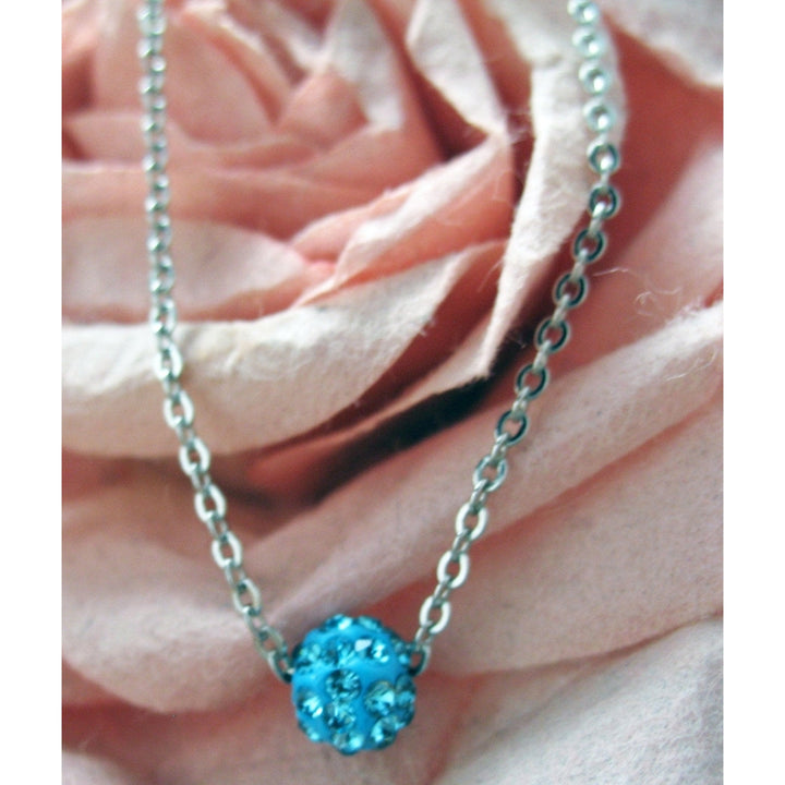 Sparkling Snowball Necklace Blue or White Crystals Necklace Silk Road Collection Jewelry Image 1