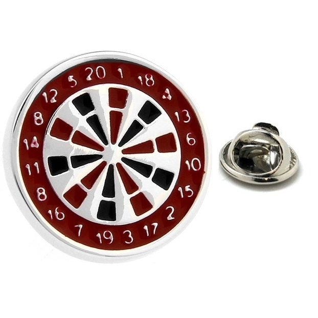 Enamel Pin Dartboard Lapel Pin Tie Tack Collector Pin Silver Red Black Enamel Dart Board Pub Game Bar on Silver Image 1