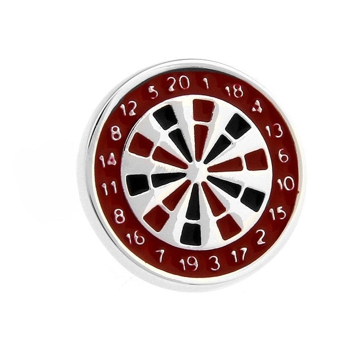 Enamel Pin Dartboard Lapel Pin Tie Tack Collector Pin Silver Red Black Enamel Dart Board Pub Game Bar on Silver Image 2