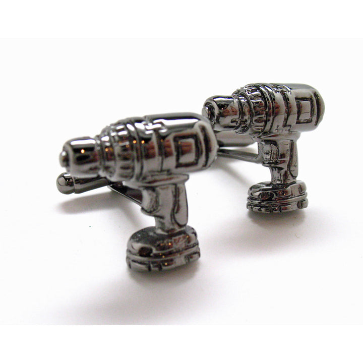 Gunmetal Drill Cufflinks Construction Home Builder Building Power Tool Cuff Links Comes with Gift Box Image 4