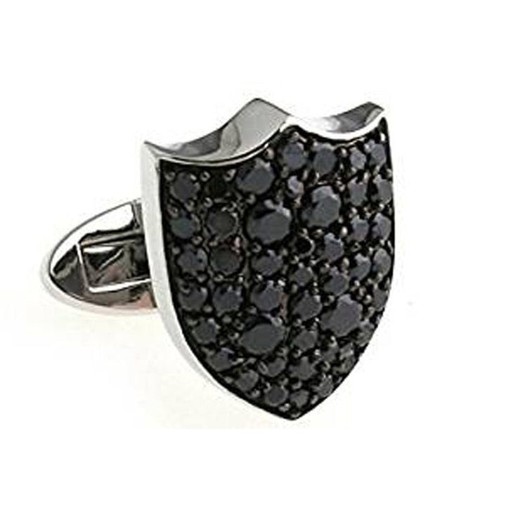 Dark Crystals Cufflinks Shield Thousand Points of Light Shield Black Pave Crystal Formal Cuff Links Cufflinks Image 1