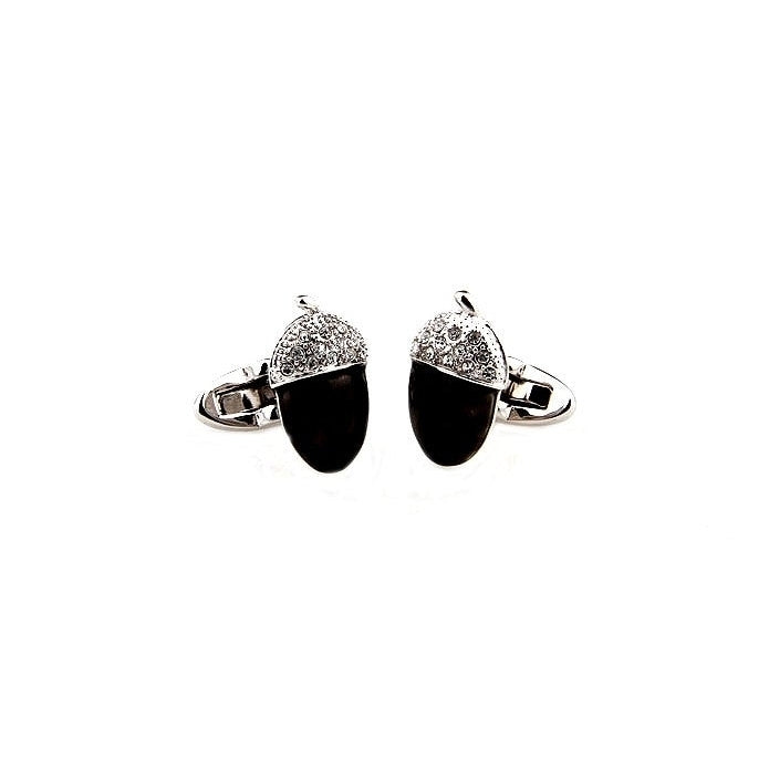 Black Acorn Cufflinks Chestnuts Cufflinks with Crystals Formal Wear Cufflinks Cuff Links Image 3