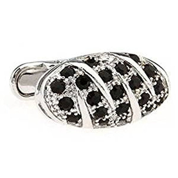 Rolling Black Diamond Cufflinks Cut Crystal Barrel Oval Formal Cufflinks Cuff Links Image 1